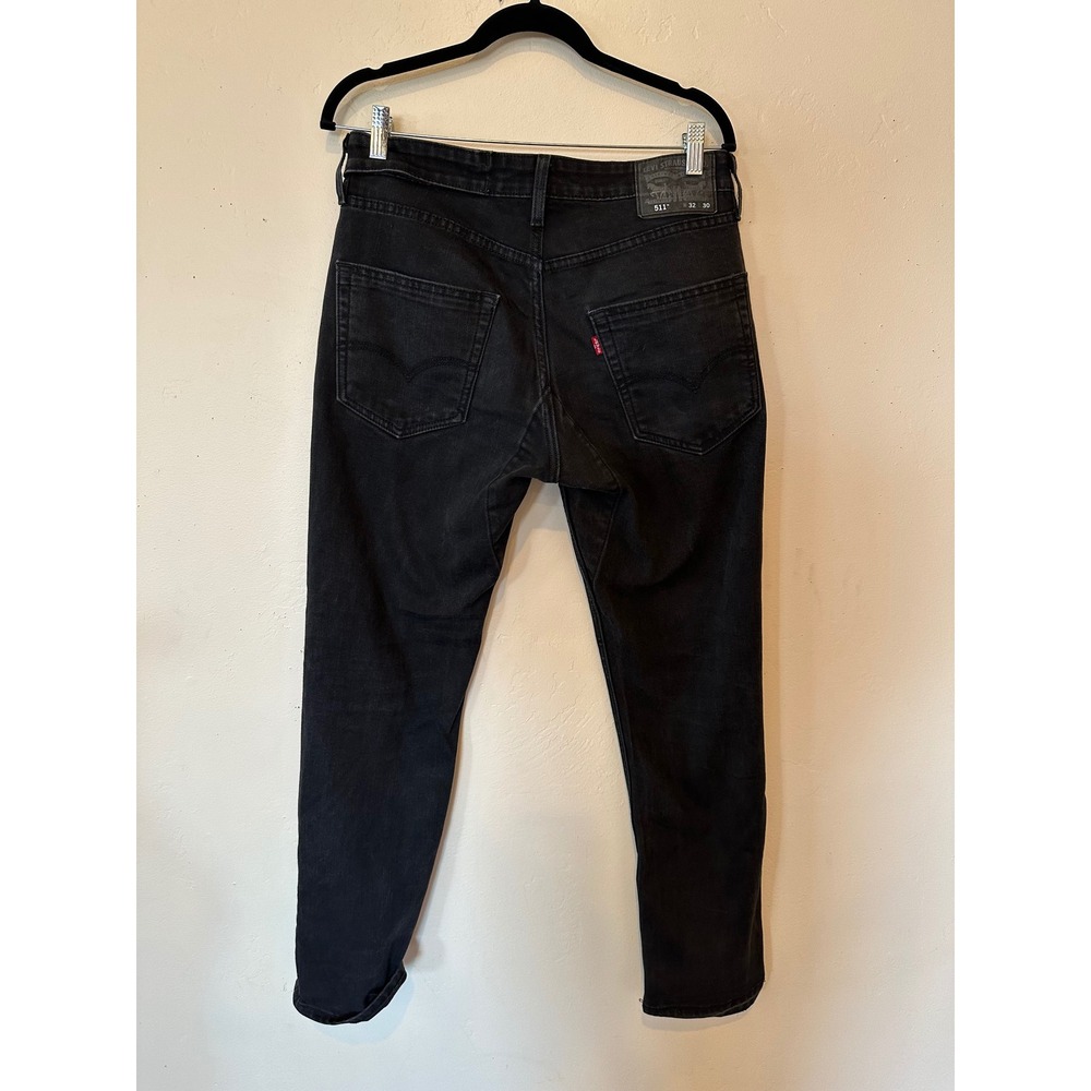 Levis 511 Slim Fit Mens Jeans Black 32x30 Reflective Cuff Commuter Style